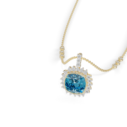 Guru Jewel's  Geometric Scalloped Border with  Oceanic Cushion Pendant for Her