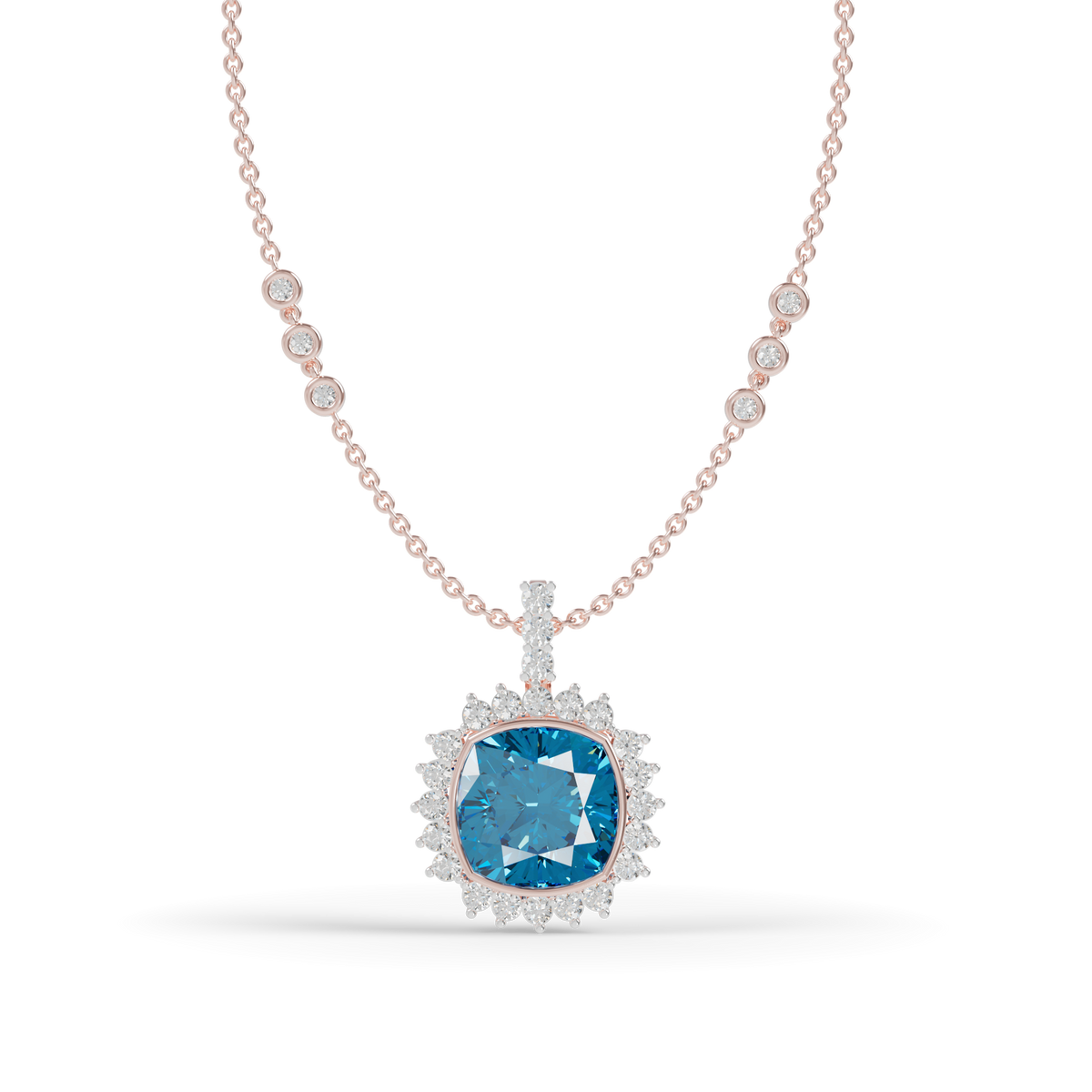 Guru Jewel's  Geometric Scalloped Border with  Oceanic Cushion Pendant for Her