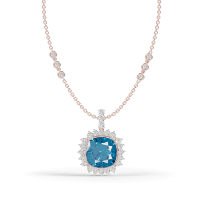 Guru Jewel's  Geometric Scalloped Border with  Oceanic Cushion Pendant for Her
