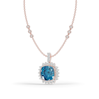 Guru Jewel's  Geometric Scalloped Border with  Oceanic Cushion Pendant for Her