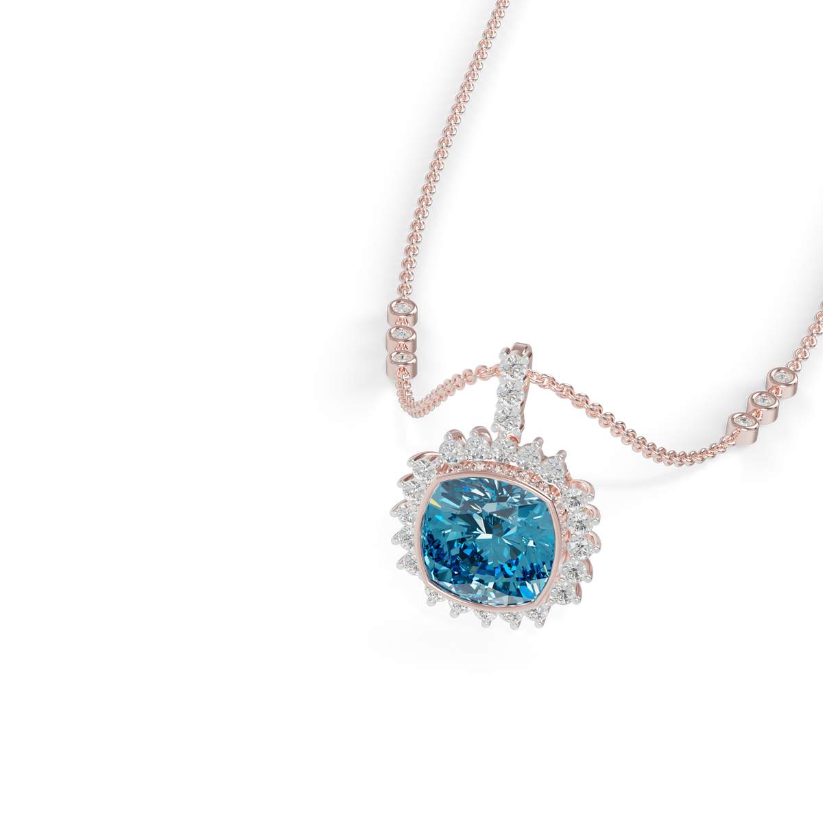Guru Jewel's  Geometric Scalloped Border with  Oceanic Cushion Pendant for Her