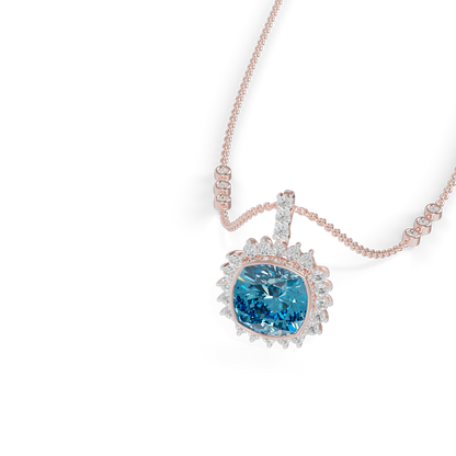 Guru Jewel's  Geometric Scalloped Border with  Oceanic Cushion Pendant for Her