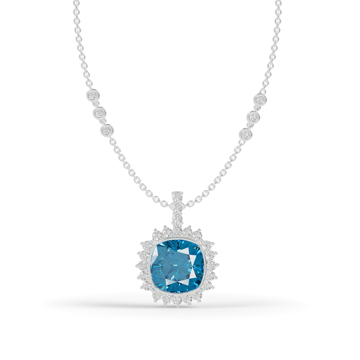 Guru Jewel's  Geometric Scalloped Border with  Oceanic Cushion Pendant for Her