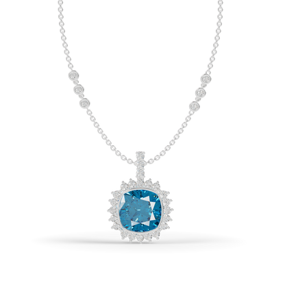 Guru Jewel's  Geometric Scalloped Border with  Oceanic Cushion Pendant for Her
