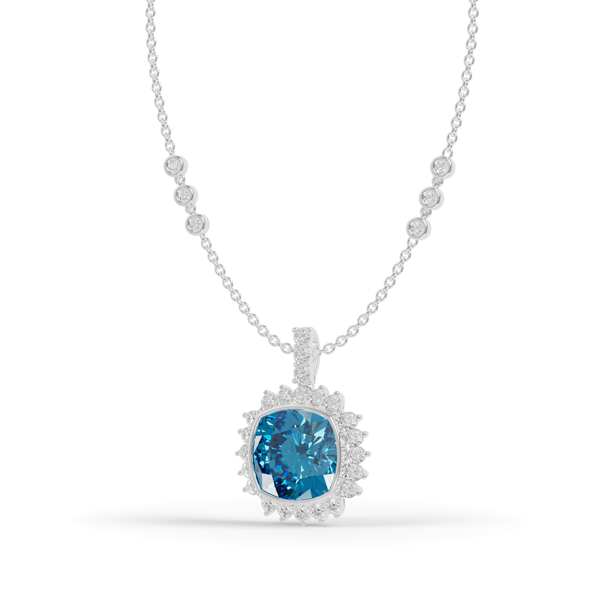 Guru Jewel's  Geometric Scalloped Border with  Oceanic Cushion Pendant for Her