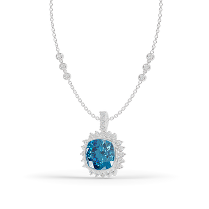 Guru Jewel's  Geometric Scalloped Border with  Oceanic Cushion Pendant for Her