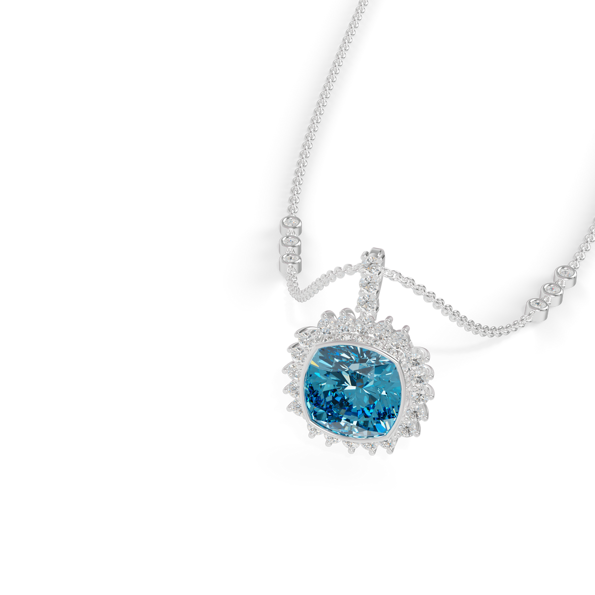Guru Jewel's  Geometric Scalloped Border with  Oceanic Cushion Pendant for Her