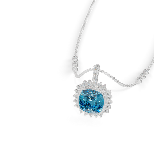 Guru Jewel's  Geometric Scalloped Border with  Oceanic Cushion Pendant for Her