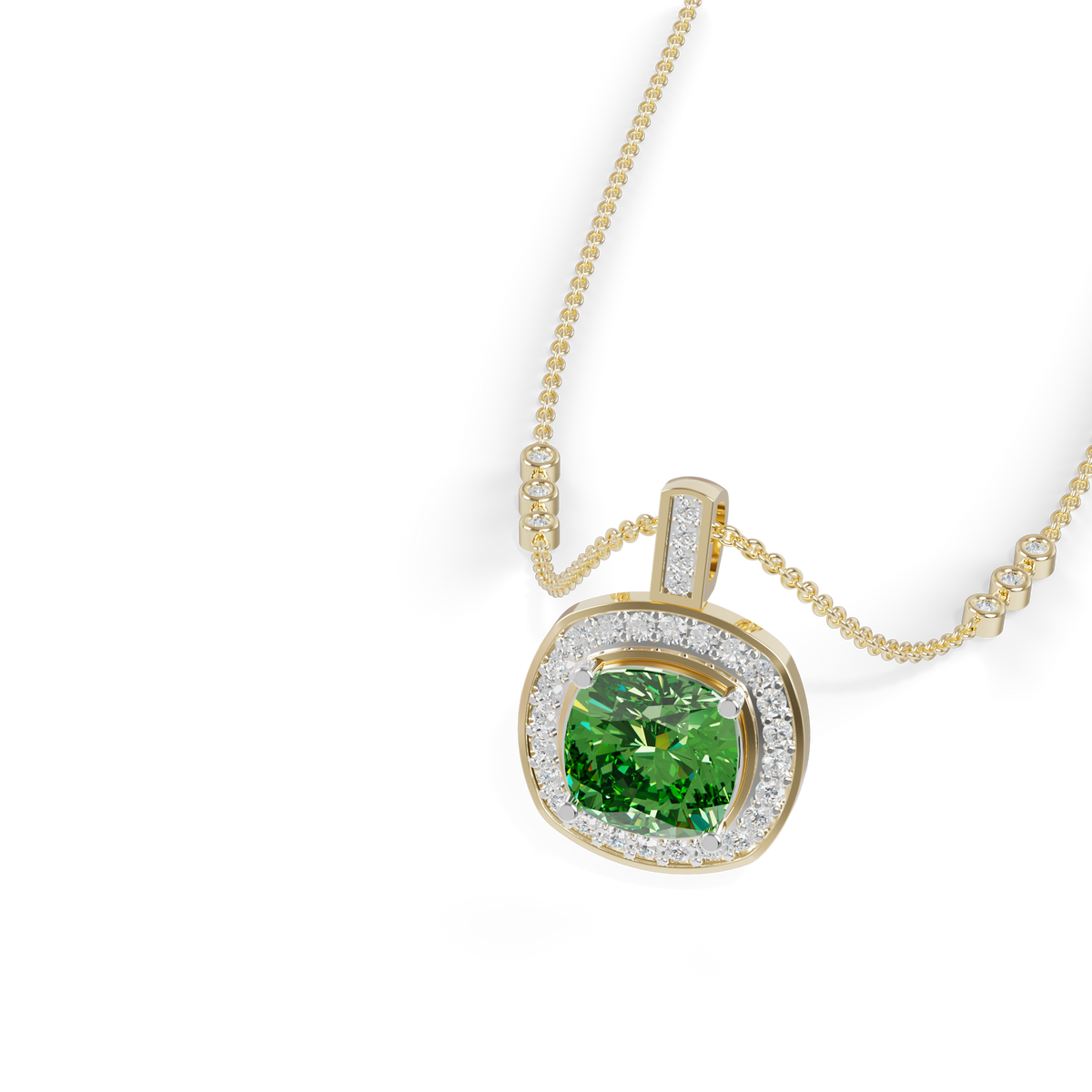 Guru Jewel's Vibrant Green Cushion Gemstone Pendant for Her
