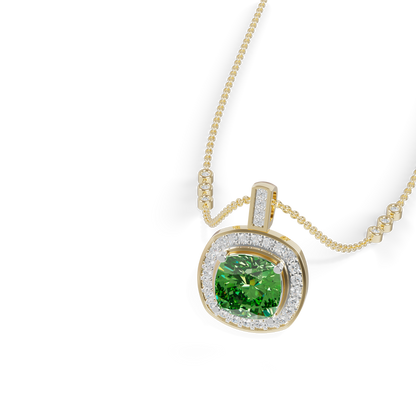 Guru Jewel's Vibrant Green Cushion Gemstone Pendant for Her