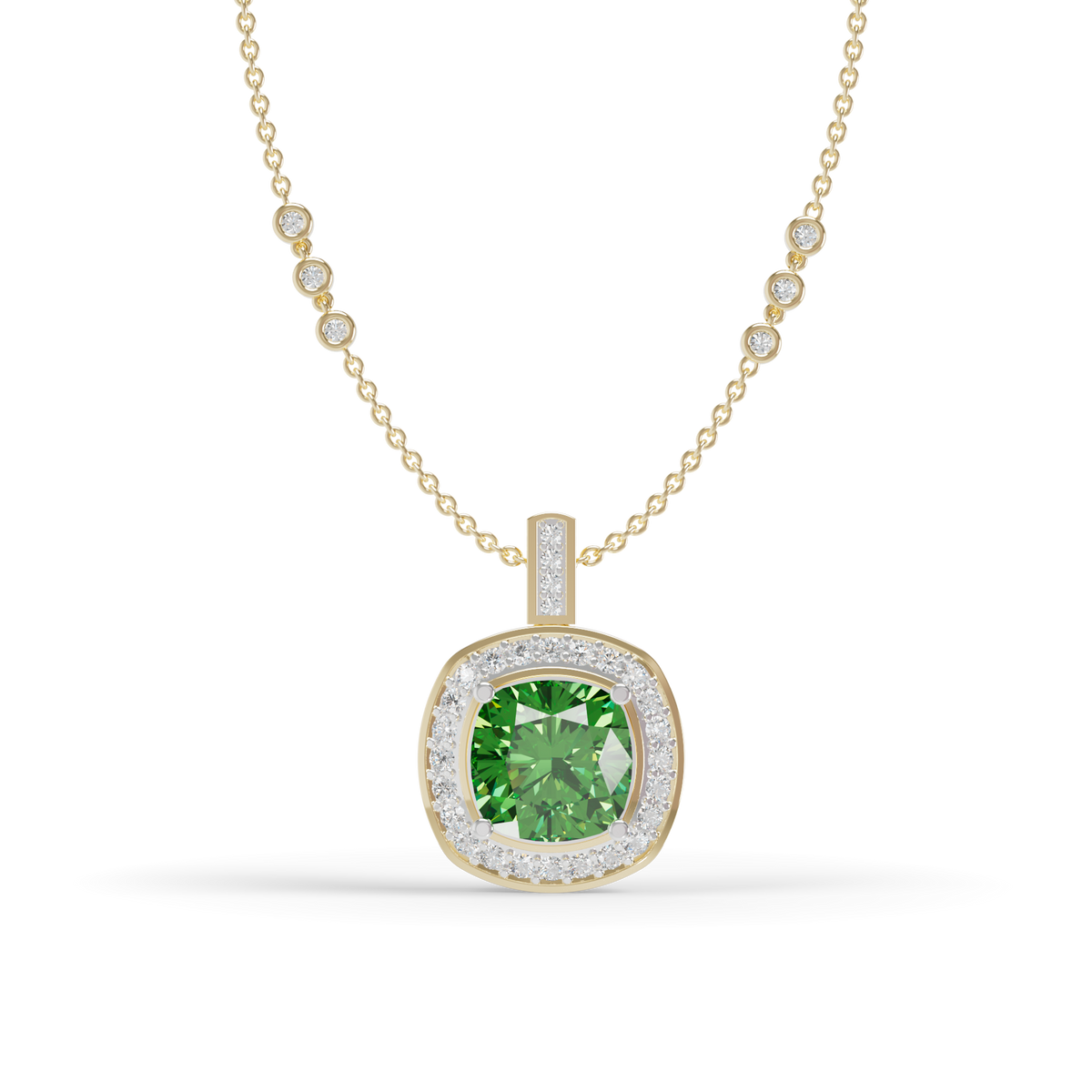 Guru Jewel's Vibrant Green Cushion Gemstone Pendant for Her