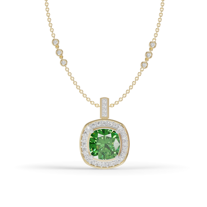 Guru Jewel's Vibrant Green Cushion Gemstone Pendant for Her