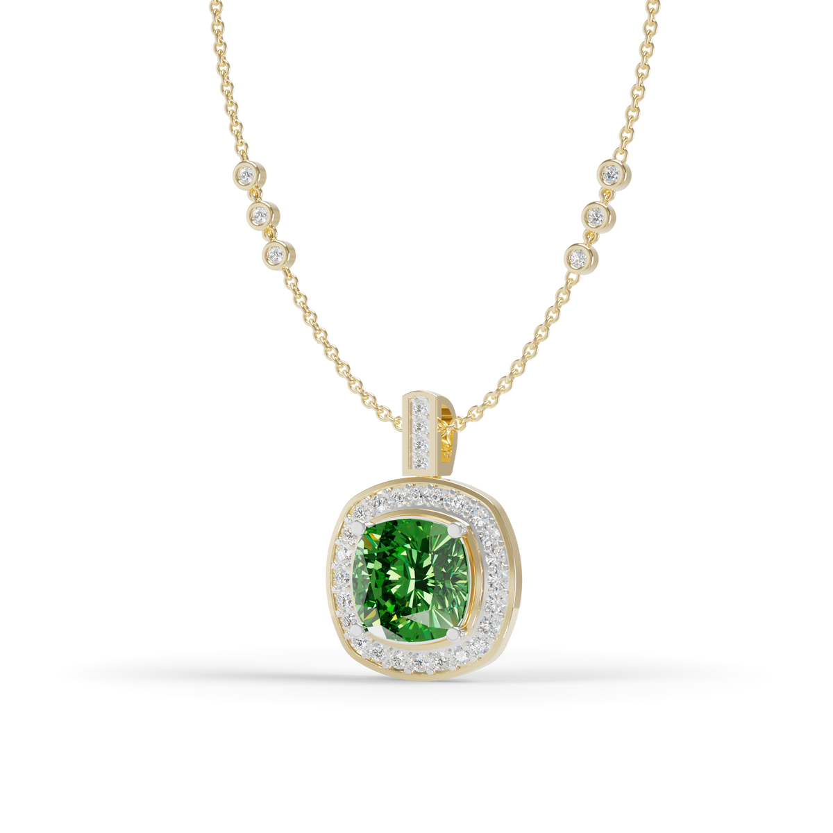 Guru Jewel's Vibrant Green Cushion Gemstone Pendant for Her