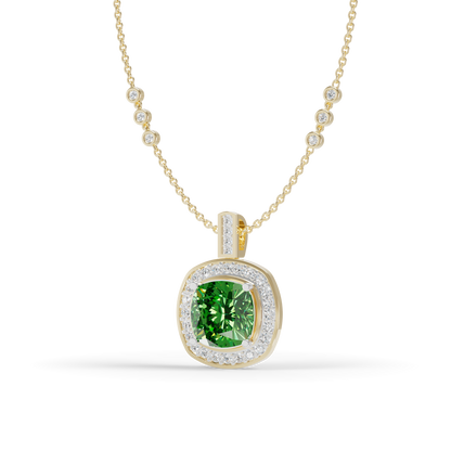 Guru Jewel's Vibrant Green Cushion Gemstone Pendant for Her
