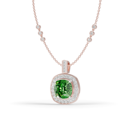 Guru Jewel's Vibrant Green Cushion Gemstone Pendant for Her