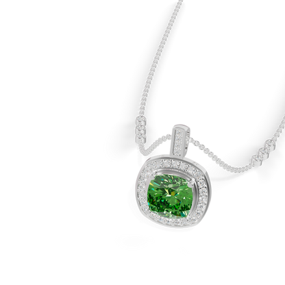 Guru Jewel's Vibrant Green Cushion Gemstone Pendant for Her