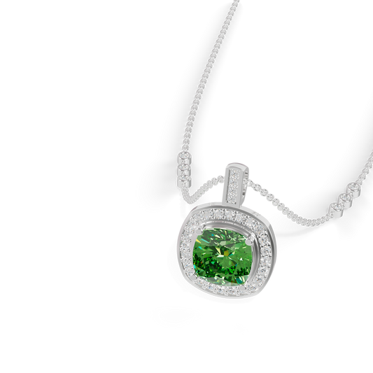 Guru Jewel's Vibrant Green Cushion Gemstone Pendant for Her