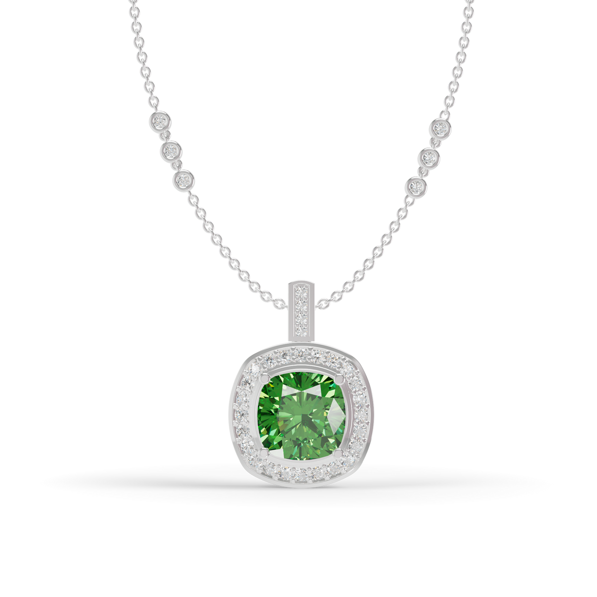 Guru Jewel's Vibrant Green Cushion Gemstone Pendant for Her