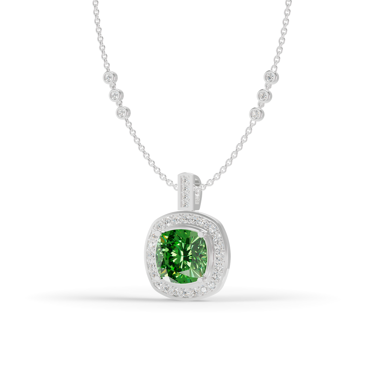 Guru Jewel's Vibrant Green Cushion Gemstone Pendant for Her