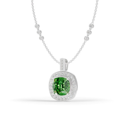 Guru Jewel's Vibrant Green Cushion Gemstone Pendant for Her