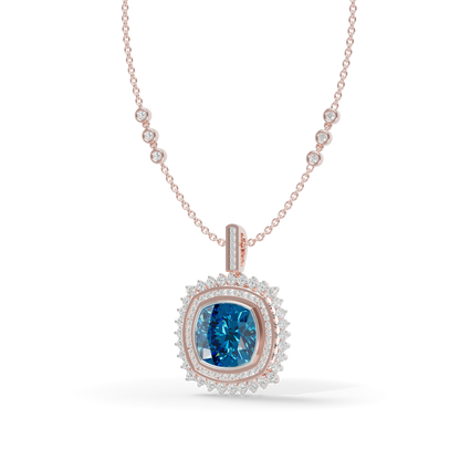 Guru Jewel's Featuring an Intricate Double Border Square Blue Stone Pendant for Her