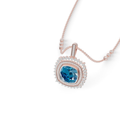 Guru Jewel's Featuring an Intricate Double Border Square Blue Stone Pendant for Her