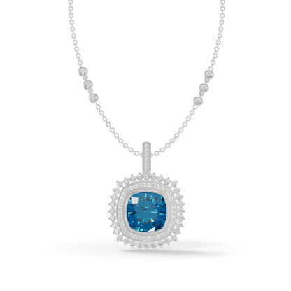 Guru Jewel's Featuring an Intricate Double Border Square Blue Stone Pendant for Her