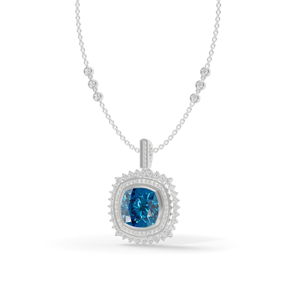 Guru Jewel's Featuring an Intricate Double Border Square Blue Stone Pendant for Her