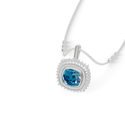 Guru Jewel's Featuring an Intricate Double Border Square Blue Stone Pendant for Her