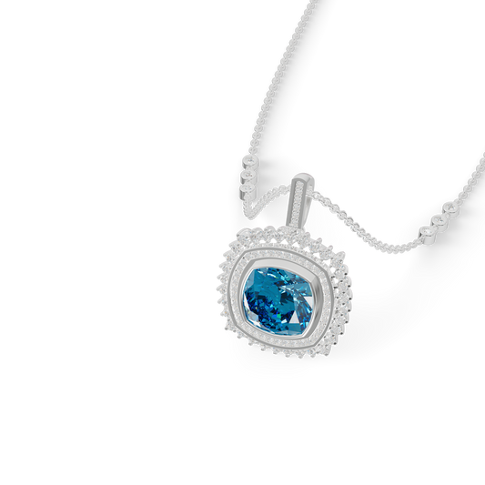Guru Jewel's Featuring an Intricate Double Border Square Blue Stone Pendant for Her