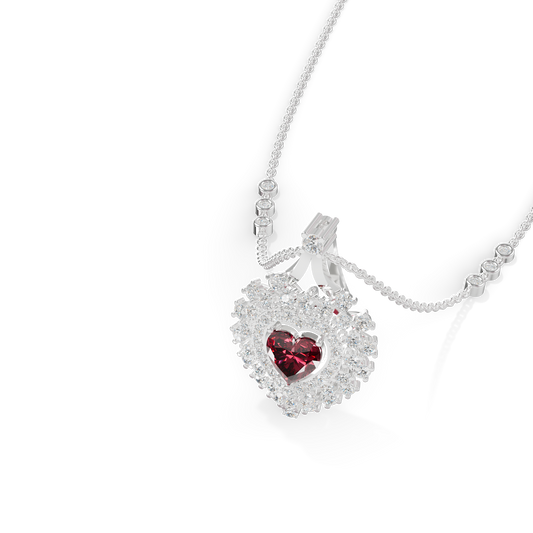 Guru Jewel's Detailed Rayed Frame with Stunning Heart-Shaped Gem Pendant for Her