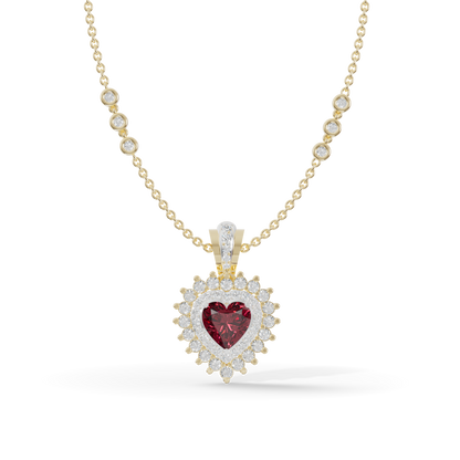 Guru Jewel's Royal Ruby Heart Halo Pendant for Her