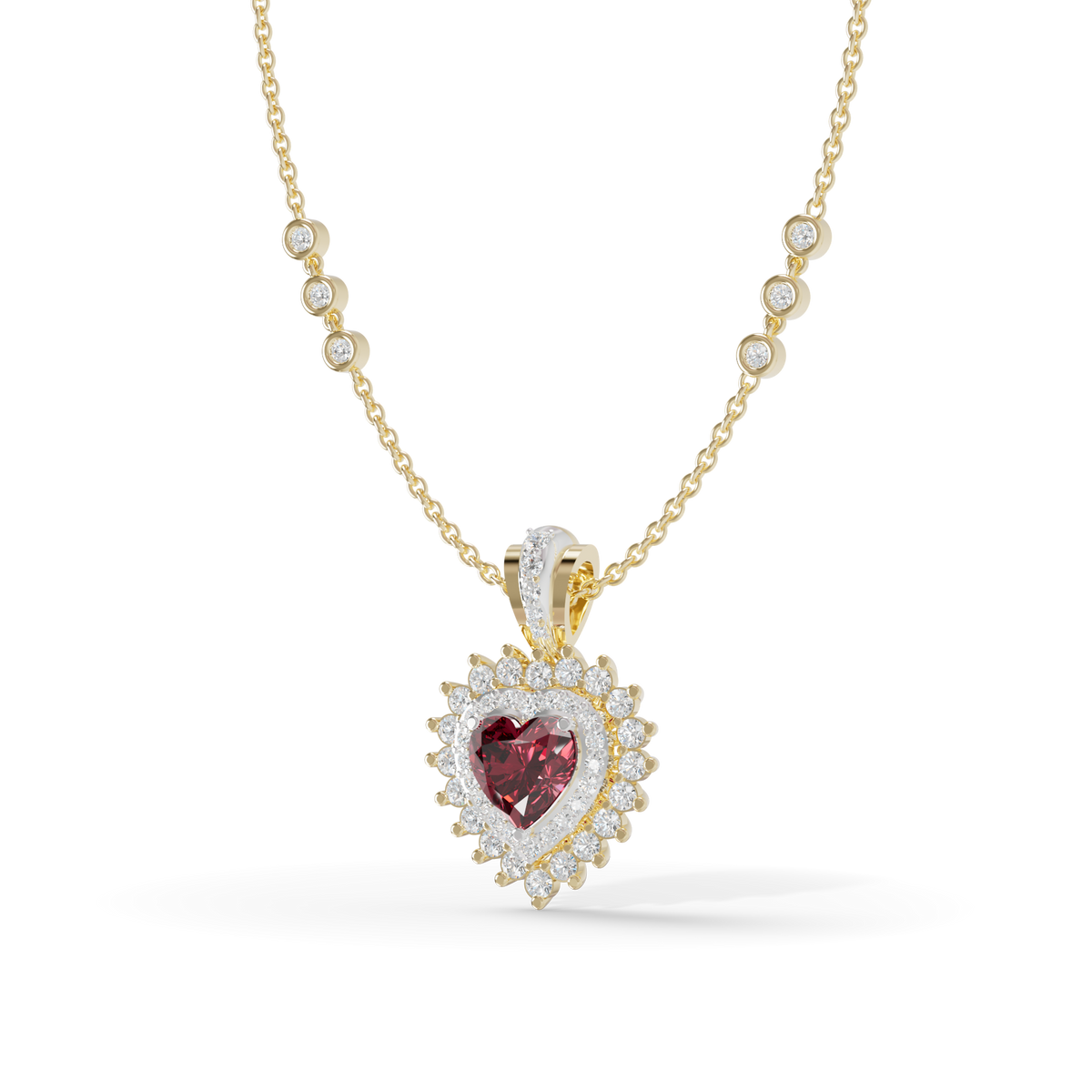 Guru Jewel's Royal Ruby Heart Halo Pendant for Her