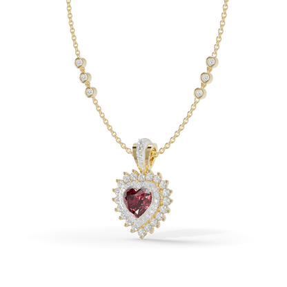 Guru Jewel's Royal Ruby Heart Halo Pendant for Her