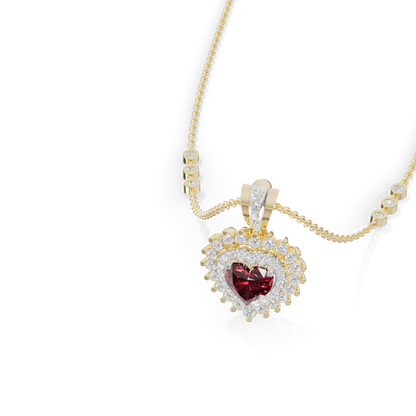 Guru Jewel's Royal Ruby Heart Halo Pendant for Her