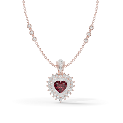 Guru Jewel's Royal Ruby Heart Halo Pendant for Her