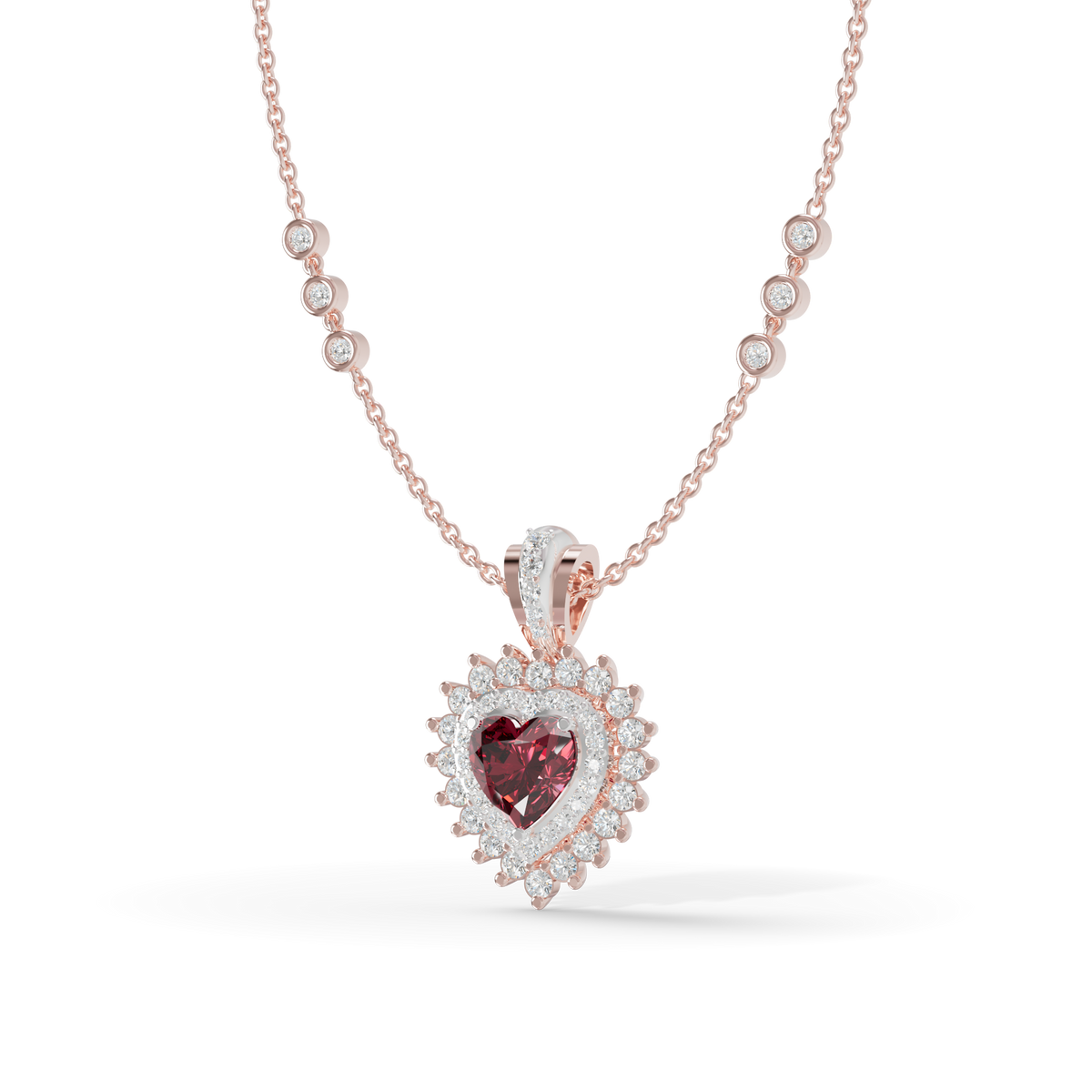 Guru Jewel's Royal Ruby Heart Halo Pendant for Her