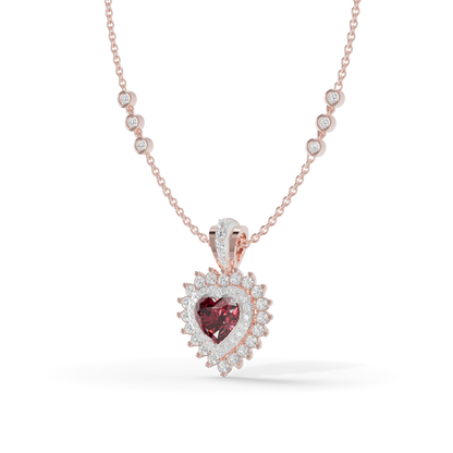 Guru Jewel's Royal Ruby Heart Halo Pendant for Her