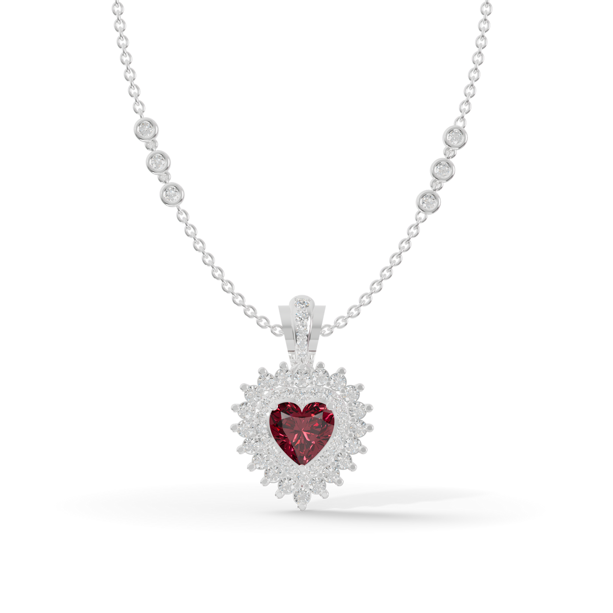 Guru Jewel's Royal Ruby Heart Halo Pendant for Her