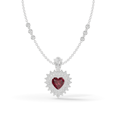 Guru Jewel's Royal Ruby Heart Halo Pendant for Her