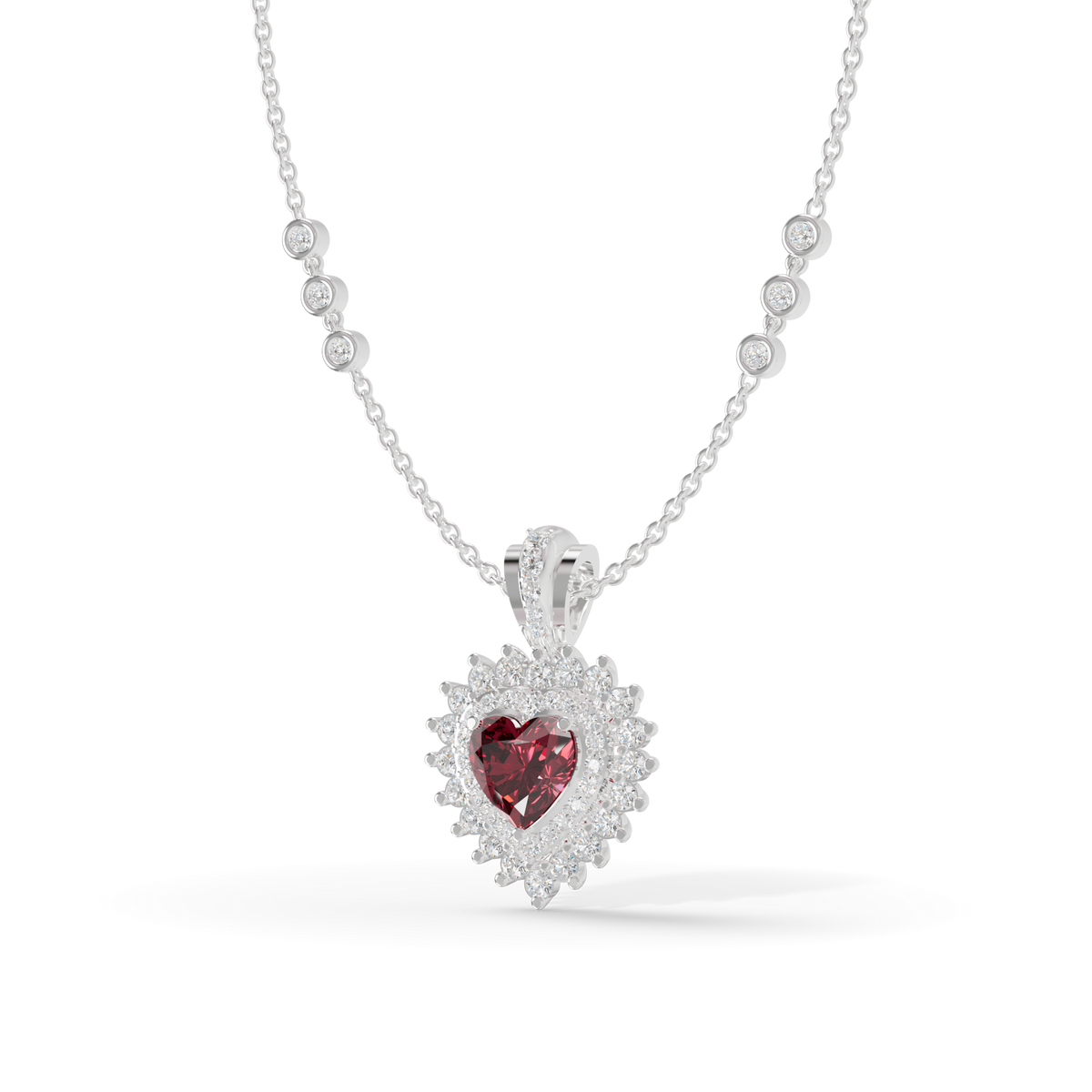 Guru Jewel's Royal Ruby Heart Halo Pendant for Her