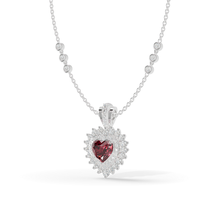 Guru Jewel's Royal Ruby Heart Halo Pendant for Her
