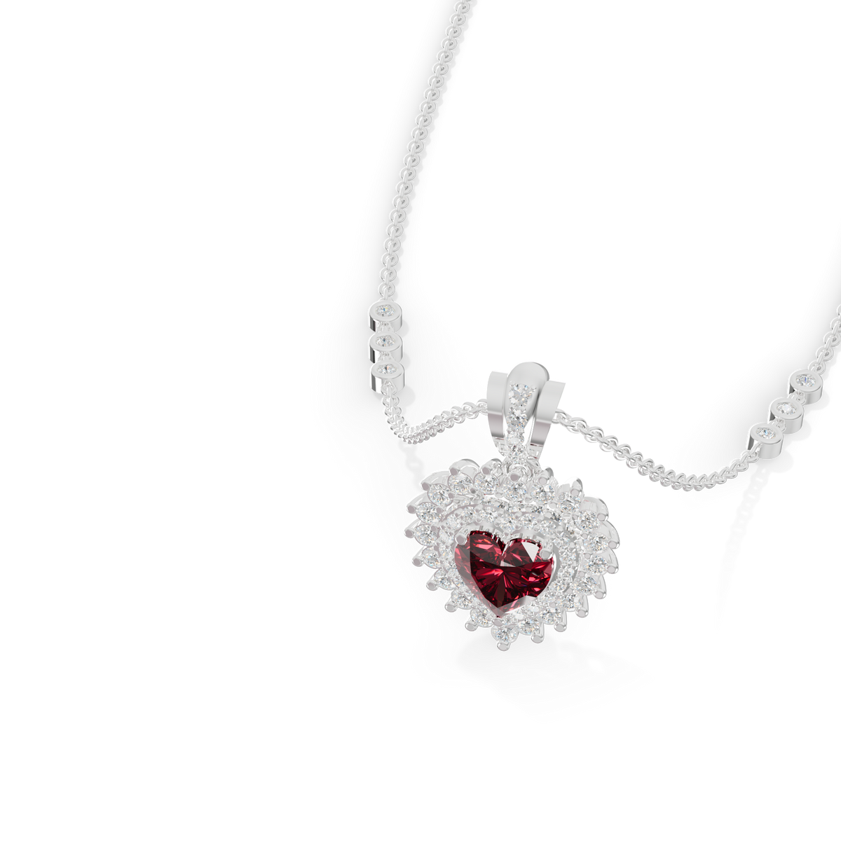 Guru Jewel's Royal Ruby Heart Halo Pendant for Her