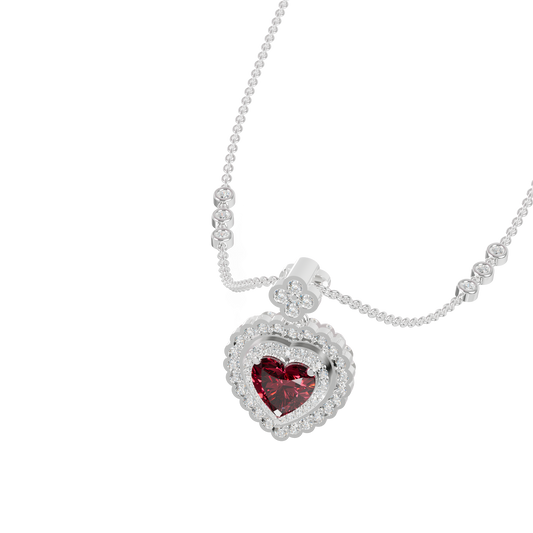 Guru Jewel's Heart-Cut Ruby Red Pendant for Her