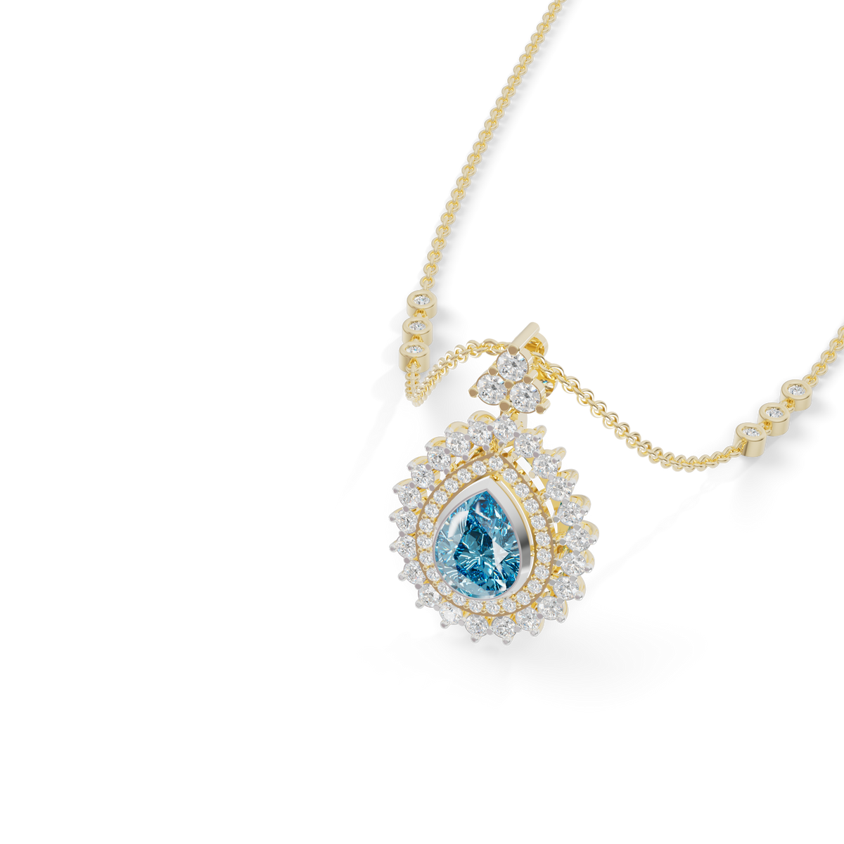 Guru Jewel's Captivating Blue Teardrop Gemstone Pendant for Her