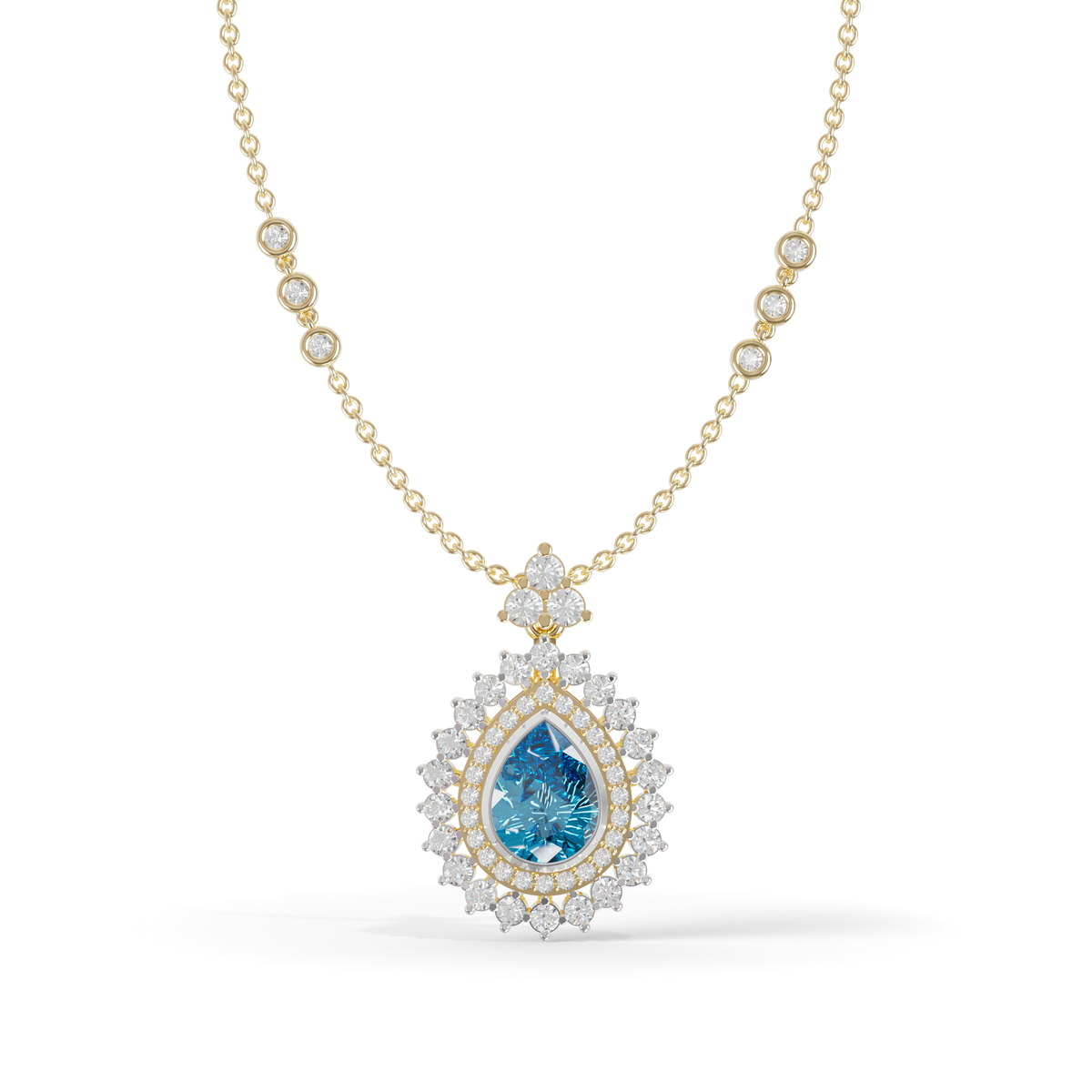 Guru Jewel's Captivating Blue Teardrop Gemstone Pendant for Her