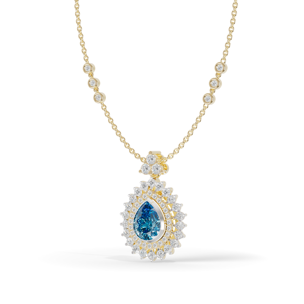 Guru Jewel's Captivating Blue Teardrop Gemstone Pendant for Her