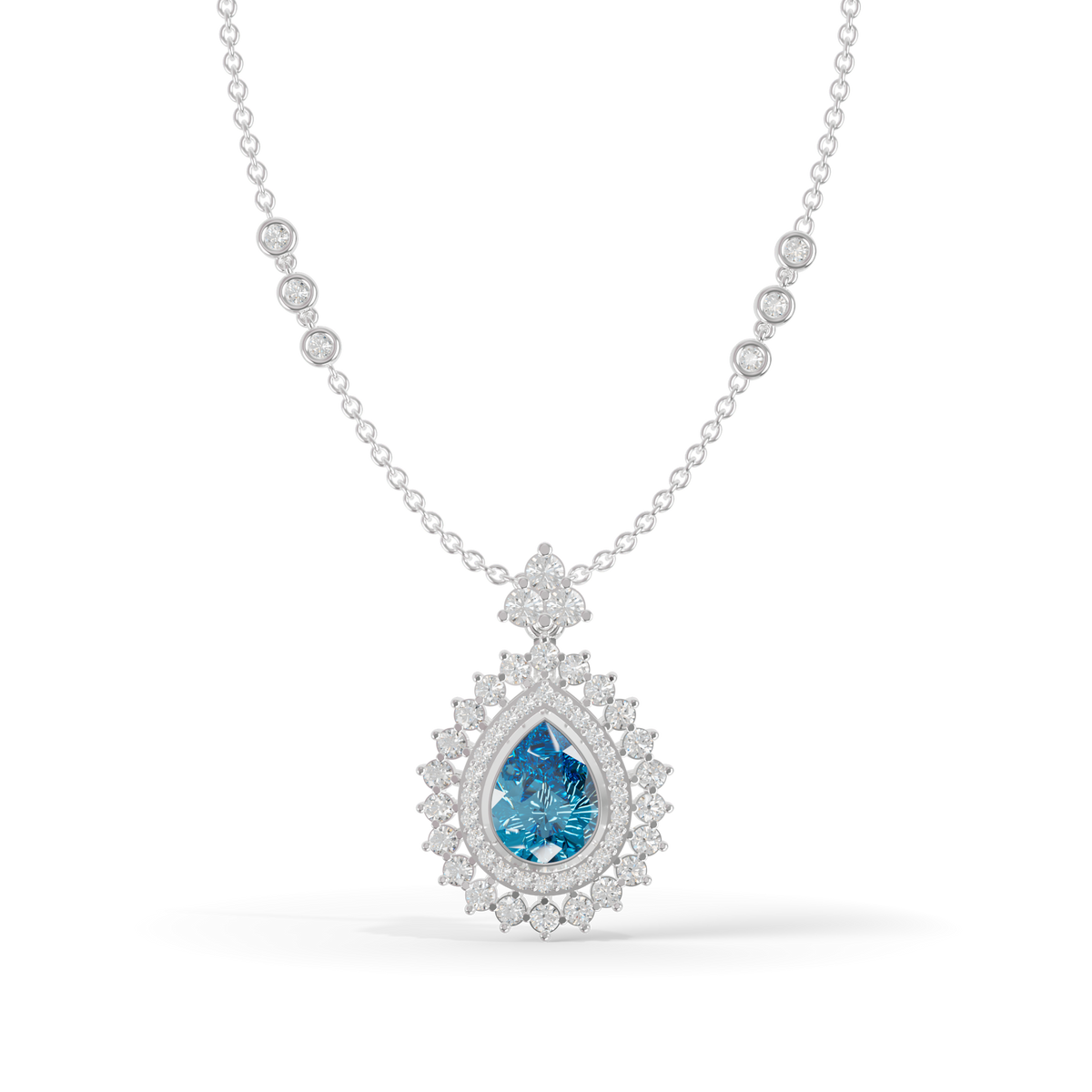 Guru Jewel's Captivating Blue Teardrop Gemstone Pendant for Her