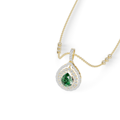 Guru Jewel's Radiant Green Pear Pendant with Double Border for Her