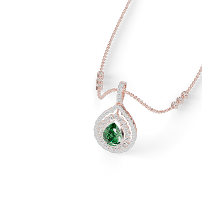 Guru Jewel's Radiant Green Pear Pendant with Double Border for Her